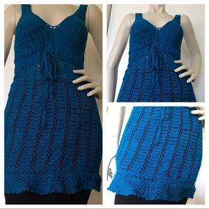 Vintage hand crocheted top. Beach dress mini